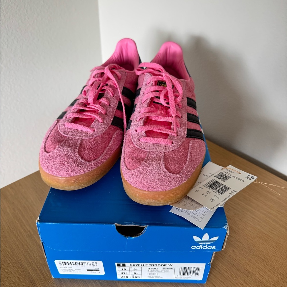 adidas Pink Suede Sneakers with Black Stripes